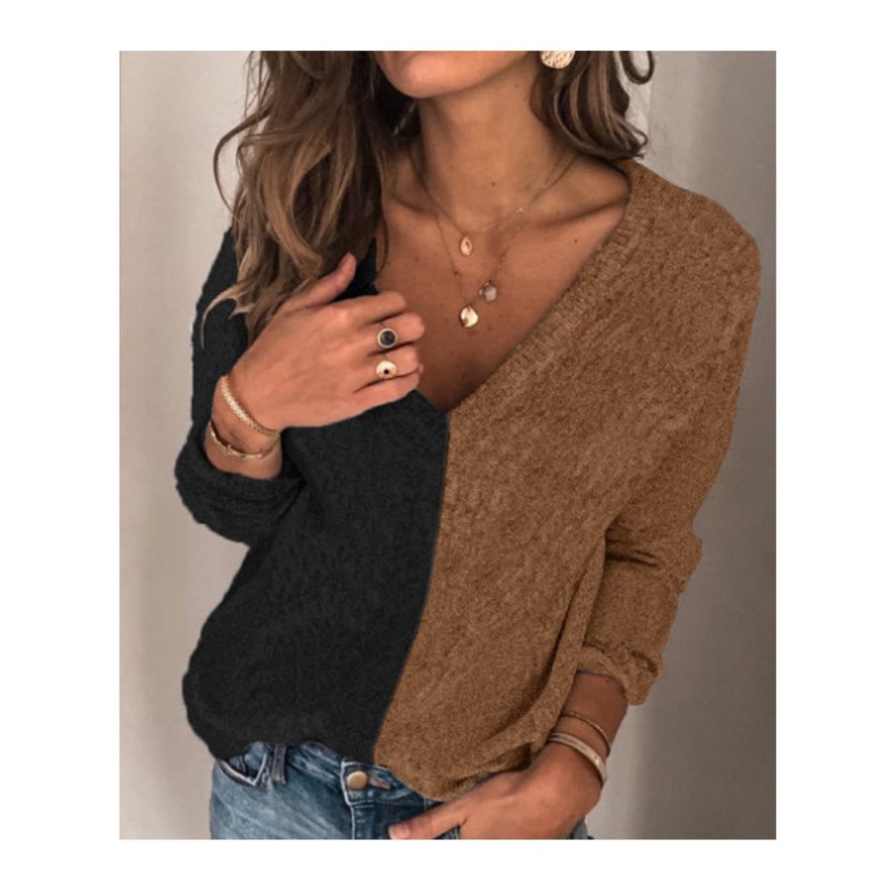 NWT Color matching V-Neck long Sweater